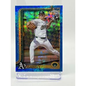 2025 Topps Chrome Logofractor Brady Basso Rookie Blue Refractor 72/150 SP A’s RC